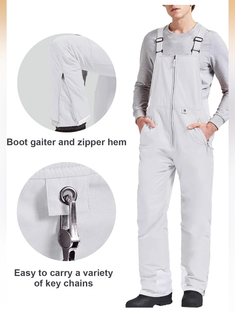 GEMYSE Men's Insulated Waterproof Ski Bib Overalls Winter Snowboarding Pants L
